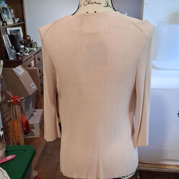 Authentic CHANEL Cream Open Front Cardigan Size 38 - Picture 7 of 10